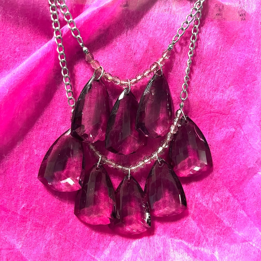 Rue21 black faceted double layer Teardrop Necklace - Picture 3 of 11
